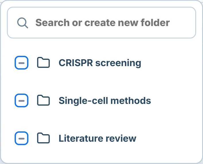 LumaCite folder picker showing how to assign selected references to project folders